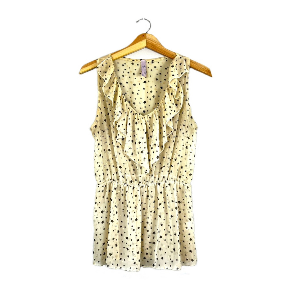 Women's Cream Star Print Alya Tank Top M